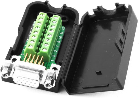 Oiyagai Plastic DIY D-SUB DB15 VGA Female Shell Breakout Terminals Board Connector with Case