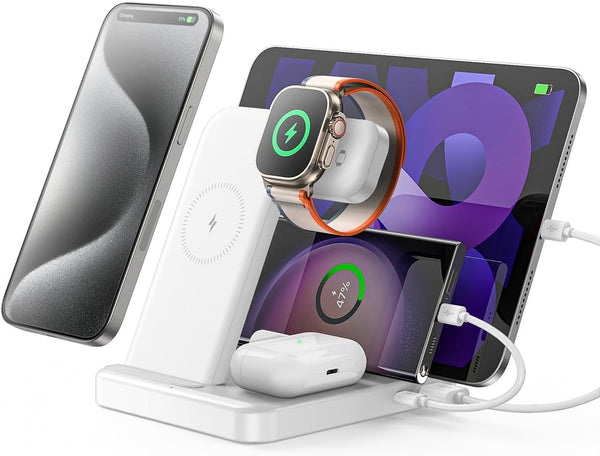 5-in-1 Charging Station for iPhones 15 Pro/15 Pro Max, iPad Pro/Air/Mini, Apple Watch 9/Ultra 2 - Wireless Dock