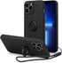 UEEBAI Slim Liquid Silicone Case for iPhone 13 Pro Max (6.7 inch) with 360 Rotatable Ring Holder Kickstand - Black
