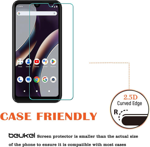 beukei (3 Pack) Tempered Glass Screen Protector for BLU G33, Touch Sensitive, Case Friendly, 9H Hardness