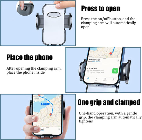 Ywdiml 360 Car Phone Holders, Adjustable Suction & Clip Vehicle Dashboard Windshield Air Vent Cell Phone Mounted