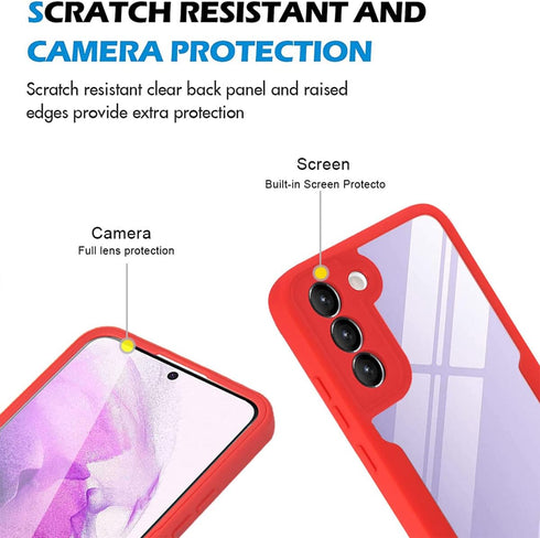 CCSamll Clear Case for Samsung Galaxy S21 5G with Screen Protector, Slim Shockproof TPU Bumper, QC Pink Full Body