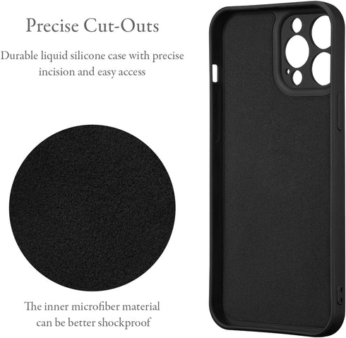 UEEBAI Slim Liquid Silicone Case for iPhone 13 Pro Max (6.7 inch) with 360 Rotatable Ring Holder Kickstand - Black