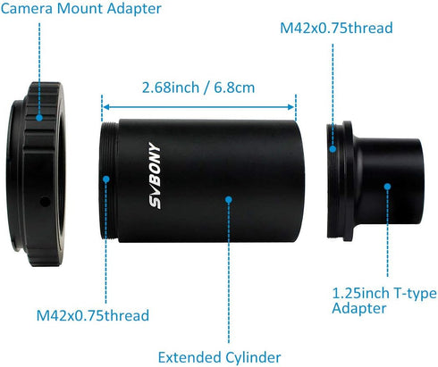 SVBONY T2 T Ring Adapter, Metal 1.25 inch Telescope Accessory, Compatible with Canon EOS Cameras, Photography Dedicated