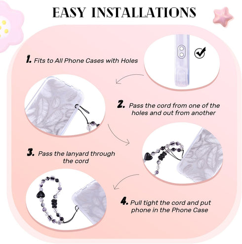 TINKRSTUFF 4 Y2K PCS Cute Phone Charms Aesthetic Cellphone Wrist Strap Bedazzling Bear Bow Butterfly Heart Star Flower