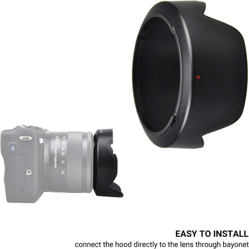 Reversible Lens Hood for Canon EF-M 15-45mm and RF-S 18-45mm Lens on EOS R100 R50 R10 R7 M50 M6 Mark II