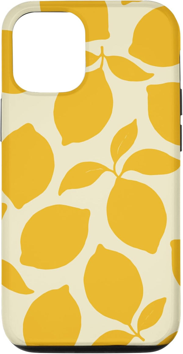 Fresh Citrus Vibes Minimalist Fruit Pattern Ideas Yellow Lemon Pattern Floral Minimal Citrus Summer Cute Case for iPhone 12/12