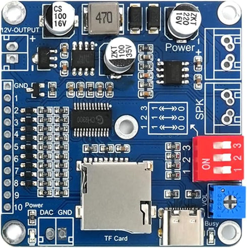 JRGKJCP 20W Voice Playback Module, TF Card 32GB Sound Board USB Downloadable MP3