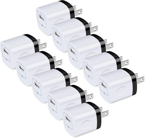 USB Wall Plug, 10Pack 1A/5V Single Port Charger Adapter for iPhone 16 15 14 13 12 11 Pro Max/Samsung S24 S23 S22 S21