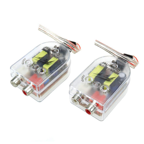 2 Pcs High to Low Speaker Impedance Converter, Audio Signal Adapter for Speaker Output to RCA Line Control