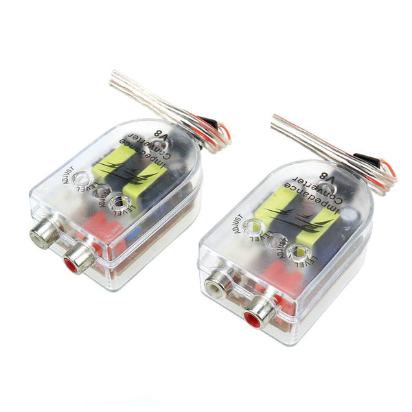 2 Pcs High to Low Speaker Impedance Converter, Audio Signal Adapter for Speaker Output to RCA Line Control