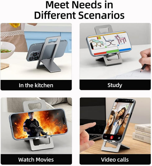JYWYBF Durable Aluminum Phone Holder with Bottle Opener, Flat iPhone Stand for Desk, Cell Phone Stand for Travel