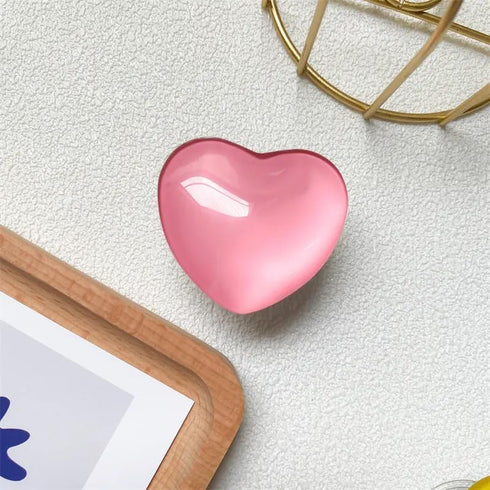 Pink Heart Phone Holder Stand Griptok, Cute Glass, Crystal, Resin, ABS, Acrylic, Epoxy