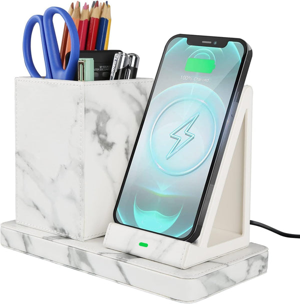 Wireless Charger with Desk Organizer, Charging Station for iPhone 14/14 Pro/13/12/11/Samsung Galaxy S23/S22/S21/S20