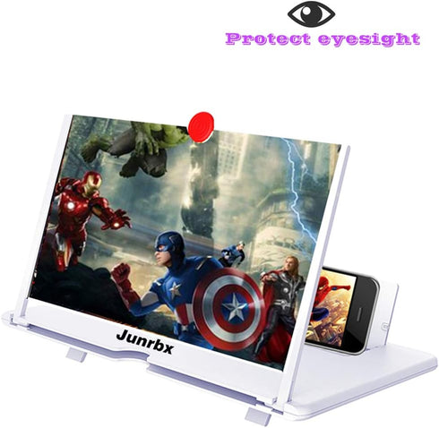 Screen Amplifier Magnifier, New Generation Phone Holder Screen Amplifier, 3D HD Video and Gaming Phone Projector-with Foldable Phone Stand, Supports All Smartphones by Junrbx