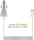 Cellet Micro-USB Car Charger with Built-in Coiled 4ft Long Micro USB Cable (Fast Charging 2.4 Amp)