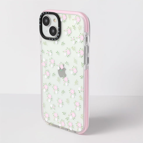 Dumkery 14 15 Cute Clear Pink Flowers Phone Case Compatible with iPhone Plus, Floral iPhone Plus Case Aesthetic