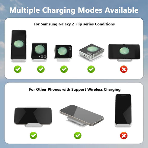 Wireless Charger for Samsung Galaxy Z Flip, Foldable Portable Travel Charging Stand, 15W Fast Charger for Galaxy Z
