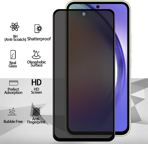3 Pack Privacy Screen Protector for Samsung Galaxy A54 5G, Anti-Spy Tempered Glass Film, Easy Installation