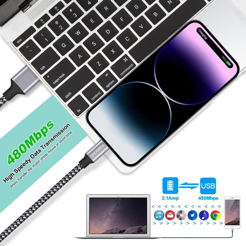 MFi Certified iPhone Charger 3-Pack: 6FT Nylon Braided Lightning Cable for Fast Charging & Data Sync, Compatible with