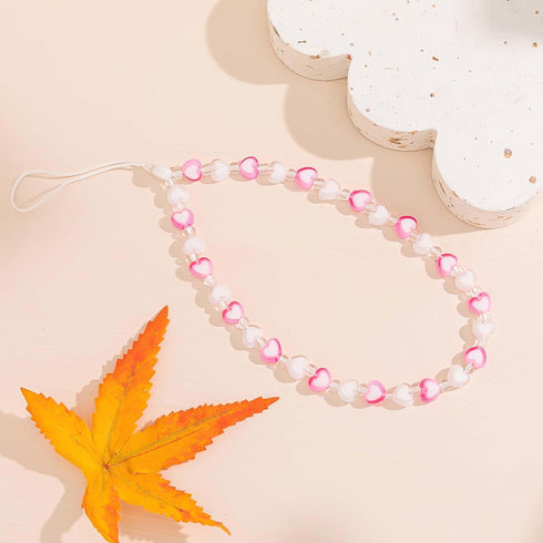 Beaded Phone Charms Lanyard Strap - Girly Style Fixed Beads Pearls Lanyards