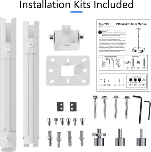 suptek 49inch Extended Mini Projector Ceiling Mount, Adjustable Wall Mount with Thread Adapters for Projector