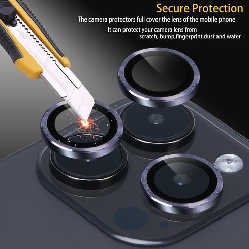 Camera Lens Protector for iPhone 14 Pro & iPhone 14 Pro Max, Tempered Glass Lens Protector Aluminum Alloy Ring Camera Cover Fits for iPhone 14 Pro/iPhone 14 Pro Max (Deep Purple)