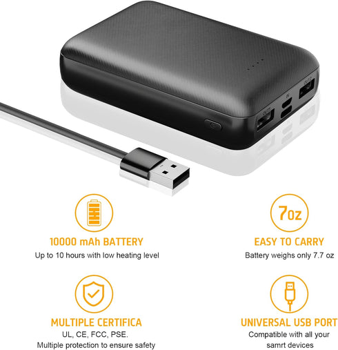 Lyzuepely 10000 Pack Rechargeable Battery for Heated Vest mAh Power Bank for Heated Jacket Heating Electric Vest Coat