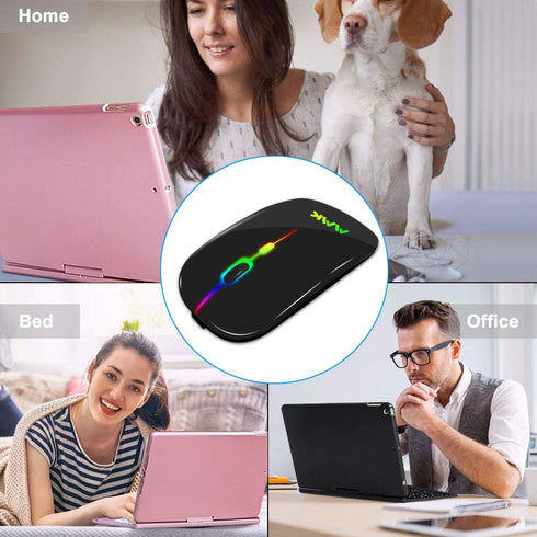 Wireless Bluetooth Mouse for Laptop, Rechargeable Mouse 2.4G USB Optical Wireless Mouse, LED Slim Dual Mode (Bluetooth