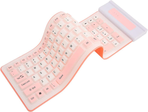 Silicone Keyboard, Foldable Waterproof Rollup Keyboard for PC Laptop Notebook, 103 Keys, Mute Typing, Lightweight