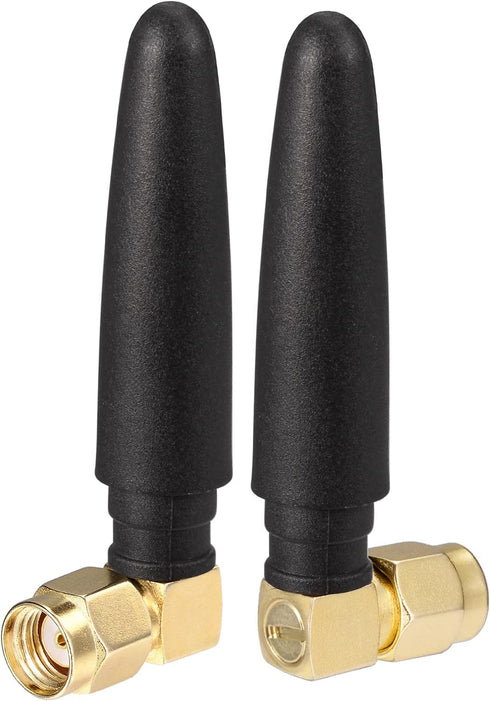 Eightwood Compact WiFi Antenna, 2.4GHz 5GHz Dual Band RP-SMA Bluetooth Antennae Right Angle (2-Pack) for PC Network