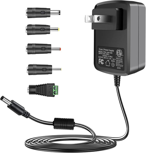 TKDY 24V DC Power Supply Cord, 100-240V AC to DC 24 Volt Adapter for LED Strip Lights, Diffuser, Humidifier
