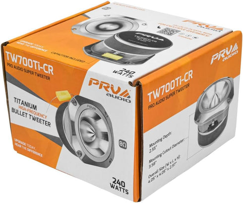 PRV AUDIO TW700Ti-CR Super Tweeter, 4" Titanium Bullet, 8 Ohm, 240 Watts, Single