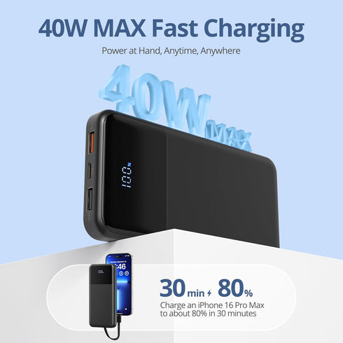 ZUOGGPET 10000mAh Pack 6 3 3A 1 Pack Portable Charger with Built in Cables, Power Bank with Cords Wires, Slim Travel