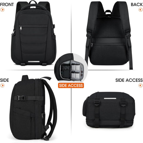 Professional Camera Backpack for DSLR SLR, Waterproof with Rain Cover, Large Capacity Photography Case, Black