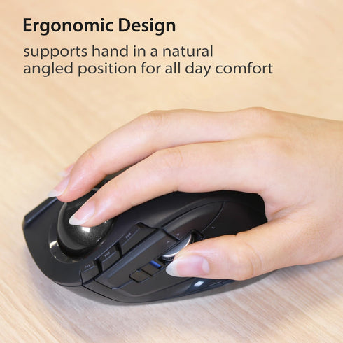 ELECOM DEFT Trackball Mouse - 2.4GHz Wireless, Finger Control, 8-Button Function, Ergonomic Design, Optical Gaming
