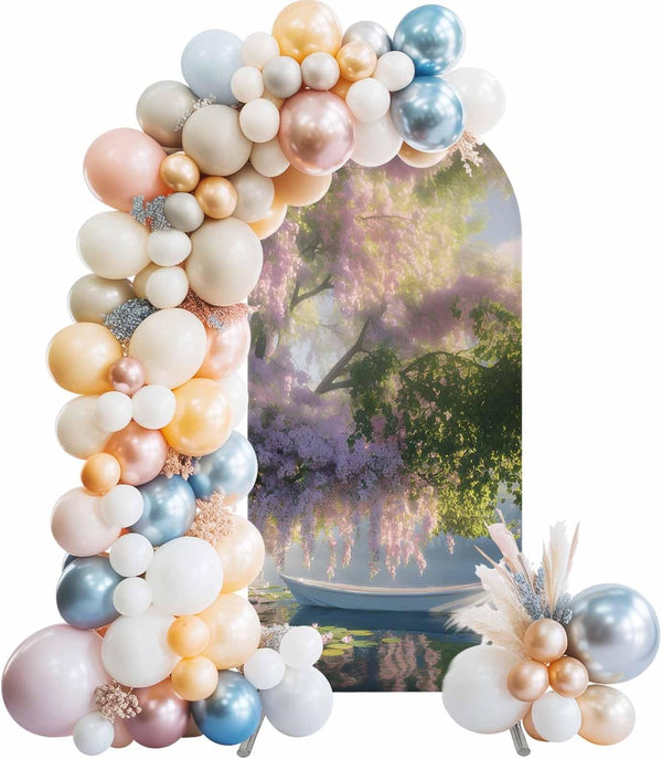 Jnbasdffb Forest Flowers Wedding Arch Cover,Stretchy Spandex Arch Backdrop Stand Covers 6.6 FT,Pink