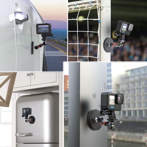 SUREWO Magnetic Camera Mount with Mini Universal Head, Magnetic Base Stand with 1/4"-20 Thread for GoPro Hero 12 11 10