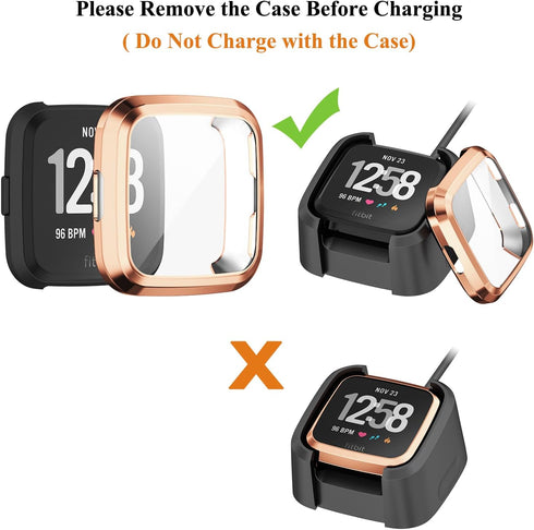 Tobfit 2 Pack for Fitbit Versa 2 Screen Protector Case - Soft Plated TPU Full Around Sensitive Touch Protective Cover