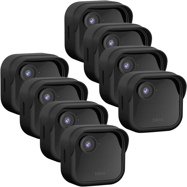 Silicone Case Cover for All-New Blink Outdoor 4 (4th Gen), Weatherproof Protective Skin Cover with Hat Brim, 8 Pack