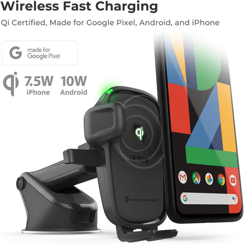 iOttie Car Charger Easy One Touch Wireless 2 Qi Charging Dashboard Phone Mount for iPhone, Samsung Galaxy, LG