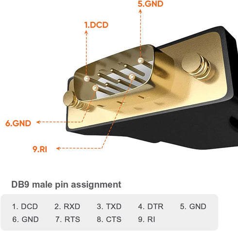 CableCreation USB to RS232 Male Adapter, DB9 Serial Converter with PL2303 Chipset for Windows, Linux, Mac OS, Black