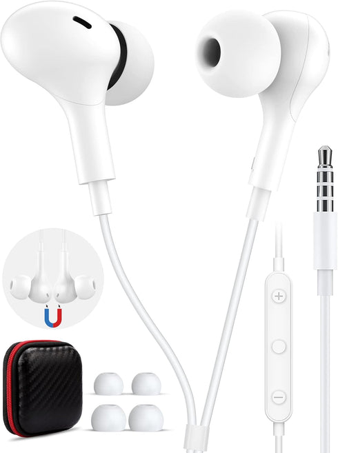 Wired Earbuds with Microphone, TITACUTE 3.5mm Wired Earphone, Magnetic in-Ear Headphone Jack Stereo Audio for iPhone 6,