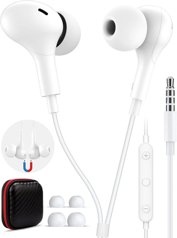 Wired Earbuds with Microphone, TITACUTE 3.5mm Wired Earphone, Magnetic in-Ear Headphone Jack Stereo Audio for iPhone 6,