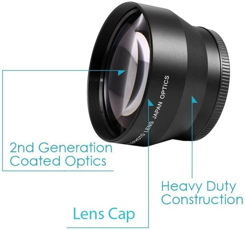 43mm 2.2X Telephoto Lens for Canon Vixia HF R80, R82, R800, R70, R72, R700, HFM40, HFM41, HFM50