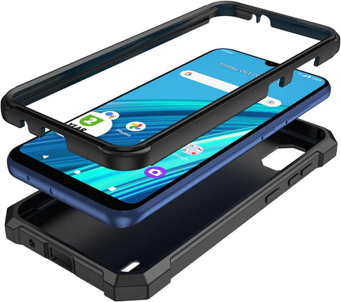 Cricket Debut S2 Case with Tempered Glass Screen Protector, 360 Full-Body Soft TPU Bumper Shockproof Cover