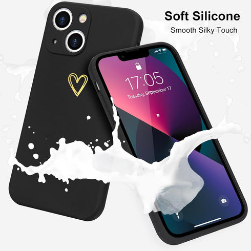 for iPhone 13 Case Cute Slim Shockproof Phone Case with Wireless Charging Support and Protection, Black