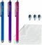 3-Pack 5.3'' Micro-Knit Mesh Tip Capacitive Stylus Pens for Touch Screens with Replaceable Fiber Tips and Cleaning Cloth