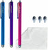 3-Pack 5.3'' Micro-Knit Mesh Tip Capacitive Stylus Pens for Touch Screens with Replaceable Fiber Tips and Cleaning Cloth