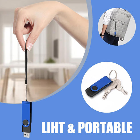 EASTBULL 8GB USB Flash Drive Bulk, 20 Pack Thumb Drives with Lanyards, USB 2.0 Jump Drive for Storage and Backup, Blue